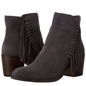 Kenneth Cole Gray Suede Fringed Booties